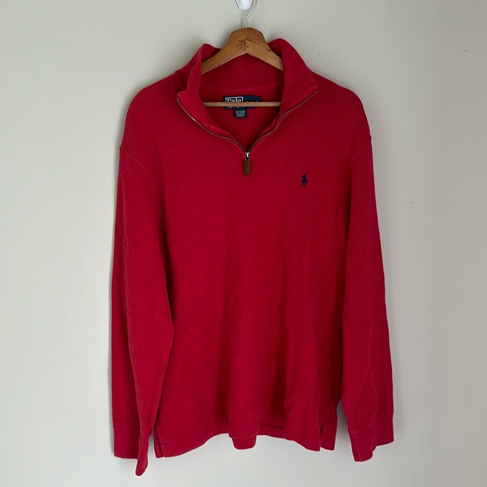 Red Polo collard 1/4 zip up
